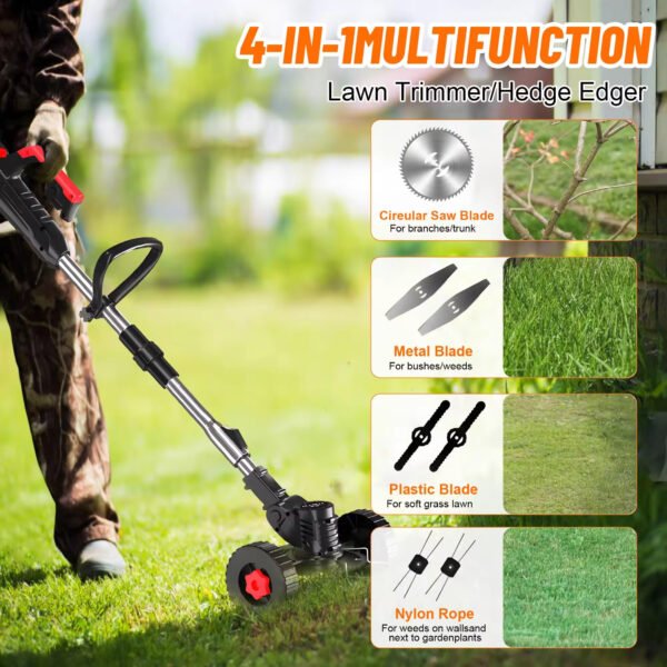 Wellgain Adjustable Length Telescopic Electric Grass Trimmer - 图片 2